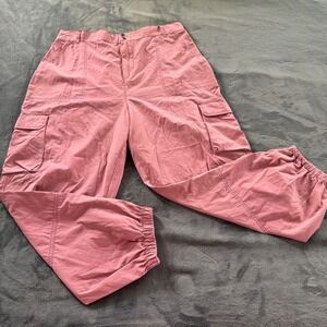 Wild Fable Cargo Parachute Pants Dusty Rose Pink Elastic Waist Jogger Size XXL